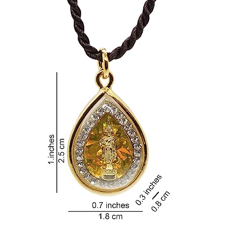 Artschatz Weekday Birthday Buddha Golden Colorful Thai Pendant, Amulet, Necklace, Charm, Sunday, Monday, Tuesday, Wednesday, Thursday, Friday, Saturday - style: Monday - Phram Ham Yath “Making Peace”