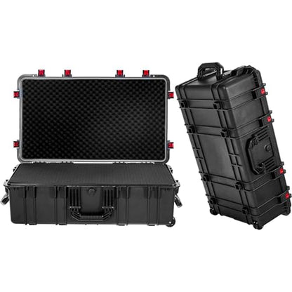 Waterproof Carry-On Hard Case, Protective Camera Case, Portable Outdoor Tool Box, with Wheels and Foam, for Electronics
