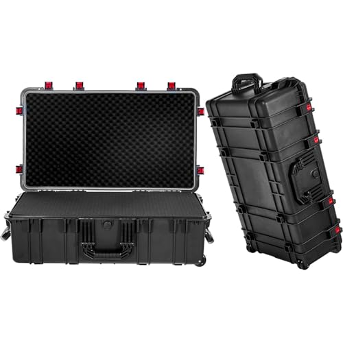 Waterproof Carry-On Hard Case, Protective Camera Case, Portable Outdoor Tool Box, with Wheels and Foam, for Electronics