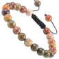 MASSIVE BEADS Natural Healing Power Gemstone Crystal Beads Unisex Adjustable Macrame Bracelets - color: Picasso Jasper, size: 8mm