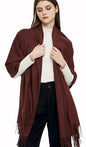 Pashmina Shawls and Wraps Scarfs for Women Wedding Party Winter Warm Long Solid Color - color: Brown