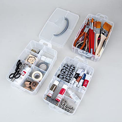 Rayher storage box with carrying handle storage box with 17 compartments 23.1 x 15.6 x 18.5cm transparent