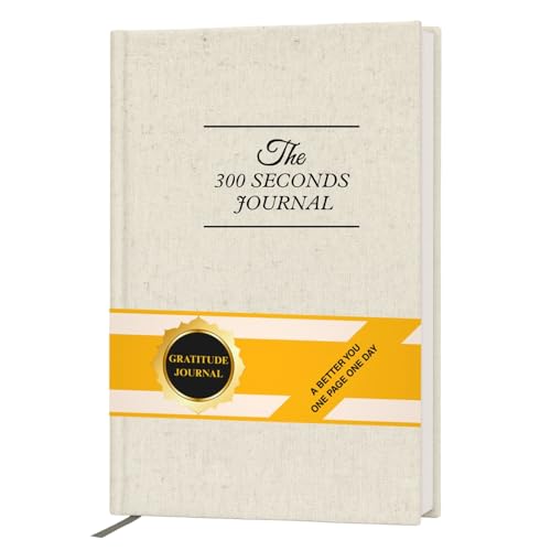 Gratitude Journal – 5 Minute Guided Daily Journal with Prompts for Mindfulness, Self Care & Positive Thinking, 300 Seconds Daily Reflection, Original Linen Cover Available All Year Round - color: Original Linen