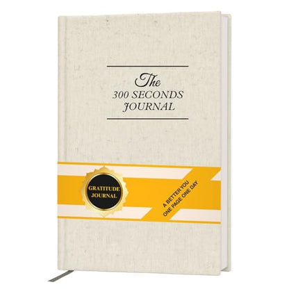 Gratitude Journal – 5 Minute Guided Daily Journal with Prompts for Mindfulness, Self Care & Positive Thinking, 300 Seconds Daily Reflection, Original Linen Cover Available All Year Round - color: Original Linen