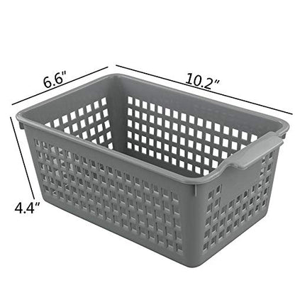 Plastic Storage Baskets Set, Grey, 4 Packs Small Desktop Storage Basket Bin - size: shelf baskets