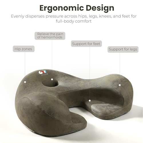 Meditation Cushion, Yoga Cushion for Meditation - Cross Leg Floor Pillow for Meditator at Home, Ergonomic Comfortable Memory Foam Zafu Relieves Numbness Tailbone & Hip Pain from Long Sitting.