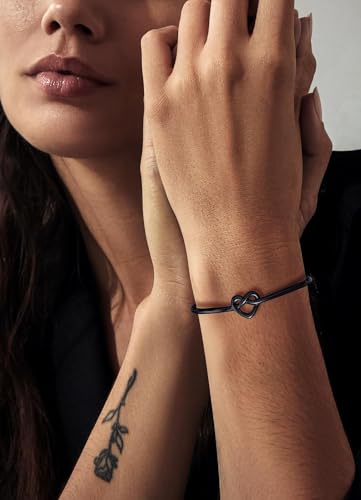 U7 Unisex Simple Cuff Bracelet 18K Real Gold Platinum Plated Fine Bracelets Fashion Jewelry Open Bangle Cuff Bracelets, Twisted or Heart Style - color: D.Knot Bracelet-Black