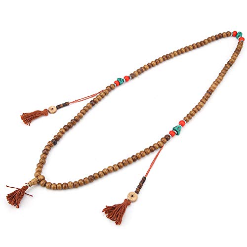 108 NaturalBeads Bracelet,Tibetan Yak Bone Beads Stretch Bracelet,Prayer Meditation Mala Wrap Stretch Necklace for Buddha Buddhist