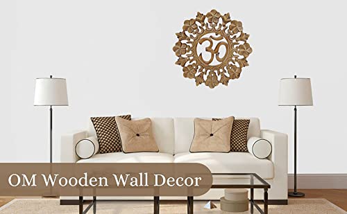 DharmaObjects Handcrafted Wooden Om Wall Decor Hanging Art - color: OM BLACK