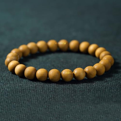 Sandalwood Bracelet for Women Men Buddhist Prayer Strand Chandan Bracelet Handmade Stretchable Elastic Sandalwood Beaded Wristbands for Yoga Meditation - style: 8mm Beads