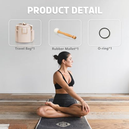 432HZ 7 Inch F Note Heart Chakra Frosted Quartz Crystal Singing Bowl Meditation Therapy Sound Healing Bowl with Mallet O-ring and White Carry Bag - size: 7 inch F