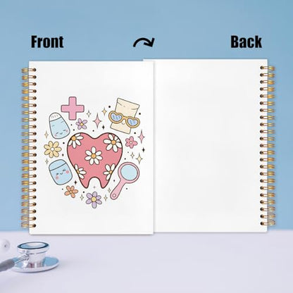 WUCHJ Dental Gifts Notebook, Dental Hygienist Assistant Journal, Retro Pink Floral Tooth Spiral Notebook Journal for Note Taking, Dentist Office Supplies, 5.5x8.3 Inch - color: Dentist love