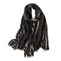 WINCESS.YU Women Gradient Scarf Long Shawls and Wraps Fashion Plain Pashmina Formal Scarf - color: Lx92-black