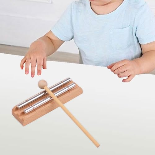 Simhoa Meditation Chimes Wind Chimes Tabletop Percussion Instrument Wooden Wind Bell Hand Chime, for Teachers Relaxing Sound, 2 Tones