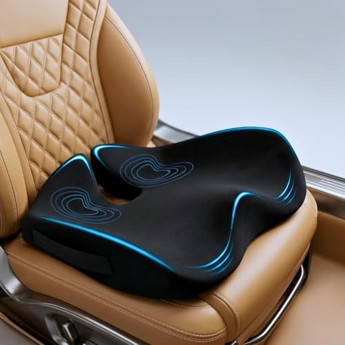SitCushion Car Seat Cushion for Long Driving – X Large Memory Foam Seat Cushion for Sciatica & Tailbone Pain Relief, Orthopedic Coccyx Cushion with Non-Slip Bottom, Back Pillow for Car, Truck (Black) - color: Black