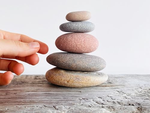 Zen Stacking Stones for Desk, Small Shelf Decor Accents Boho, Zen Garden Stacking Rocks, Meditation Space Decor, Home Decor Living Room Aesthetic, Rock Cairn Decor (Medium) (Large)