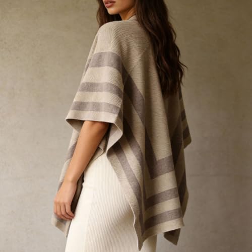 LEO'VASE 2025 Fall Fashion Must Haves Classic Stripes Shawl Wraps for Women - Winter Clothing Essential - size: Medium