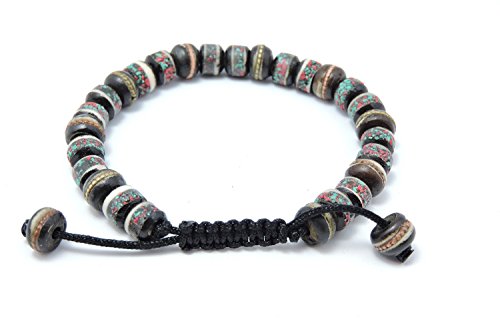 Handmade Tibetan Medicine Wrist Mala Bracelet – Buddhist Meditation Prayer Beads Healing Mala - style: Dark medicine bracelet
