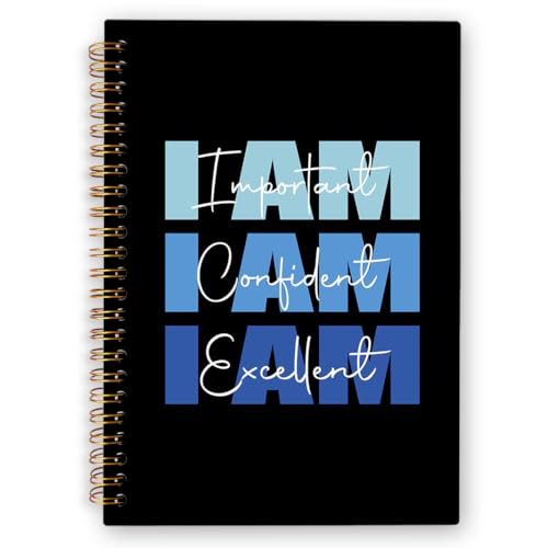 I Am Affirmation Spiral Notebook, Blue and Black Motivational Journaling Notebooks, Affirmation Spiral Journal for Kids Men Women, Positive Office School Supplies Gifts, 5.5x8.3 In - color: am affirmation
