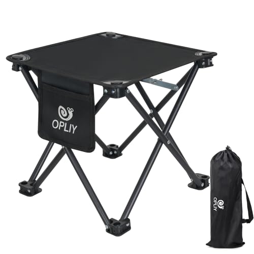 Opliy Camping Stool Upgrade Foot Stool for Camping Fishing Hiking Gardening and Beach, Camping Seat with Carry Bag (Black) - color: Black