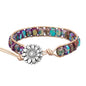 Women Boho Handmade Natural Stone Crystal Leather Bead Wrap Bracelets Collection - style: Purple Blue Jasper 1W