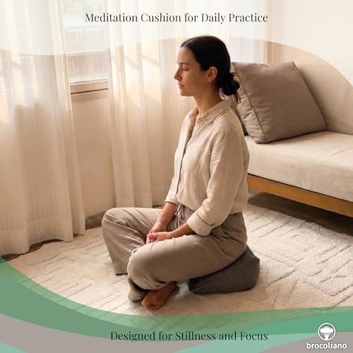 Meditation Cushion – Ergonomic Zafu Pillow for Yoga and Mindfulness – Washable Cover, Natural Buckwheat Fill, Premium Fabric (Cotton Blend/Polyester Variant) (Charcoal Grey, Medium)