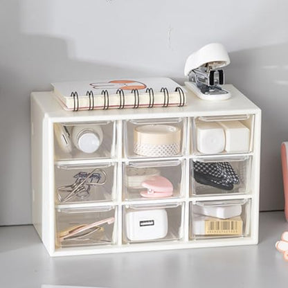 Cabilock 2pcs Clear Storage Drawer Organizer Multifunctional Sundries Storage Box for Jewelry Makeup and Crafts Stackable Design for Bathroom Office and Bedroom Use