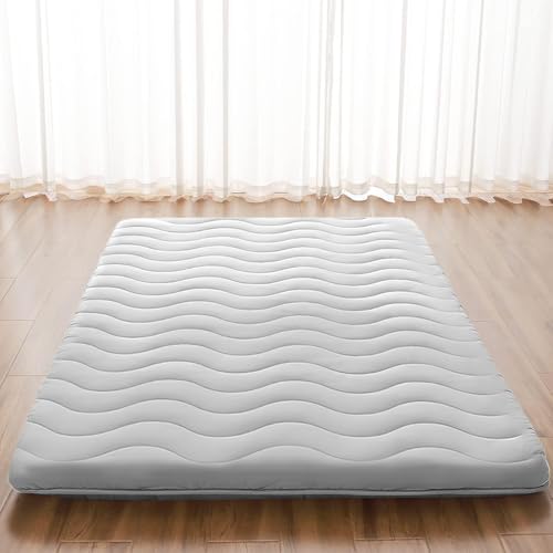 Japanese Floor Mattress, 100% High Density Comfortable Foam, 3.5" Thicken Grey Foldable Mattress Tatami Mat Sleeping Pad, Ideal for Comfort and Support, Kids Floor Lounger Pillow Bed Sofa (Queen） - color: Grey, size: Queen( 80 x 60 )