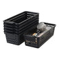 Slim Plastic Storage Baskets, Black, 6 Packs