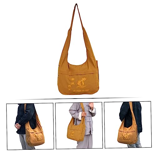 NOLITOY Buddhist Monk Sling Bag Ethnic Style Cotton Canvas Backpack for Meditation and Travel Water-Resistant Adjustable Strap and Spacious Storage
