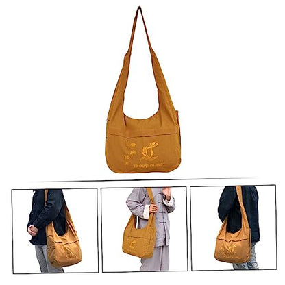NOLITOY Buddhist Monk Sling Bag Ethnic Style Cotton Canvas Backpack for Meditation and Travel Water-Resistant Adjustable Strap and Spacious Storage