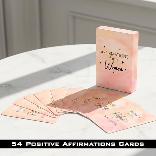 Affirmations for a Women – Uplifting Motivation Cards for Confidence, Self-Worth & Inner Strength, Mindful Self Care Deck & Thoughtful Birthday Gift-52 Inspirational Affirmation Cards for Women.