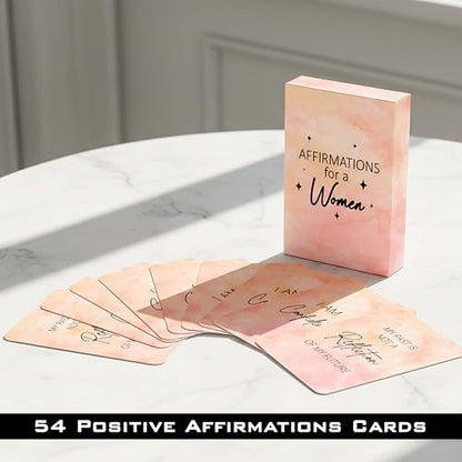 Affirmations for a Women – Uplifting Motivation Cards for Confidence, Self-Worth & Inner Strength, Mindful Self Care Deck & Thoughtful Birthday Gift-52 Inspirational Affirmation Cards for Women.