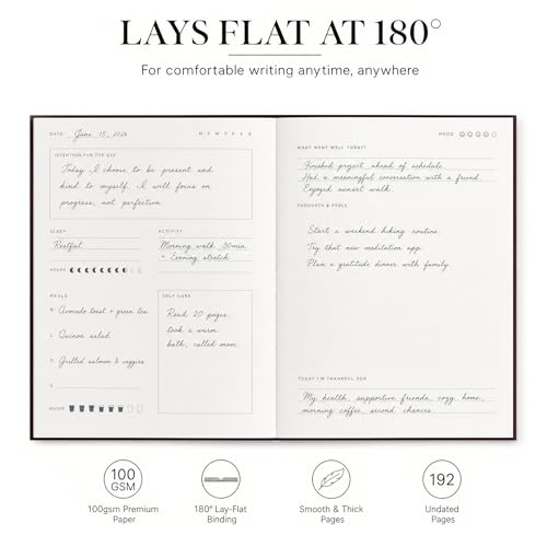 &And Per Se Wellness Journal, Self Care & Daily Journal for Women, Mental Health Planner with Habit Tracker, Diet & Goals, Undated, Gift-Ready (Burgundy Bloom) - color: L-Burgundy Bloom