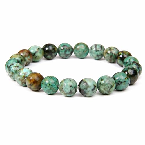Elm City Direct 8mm Natural Stone Beaded Bracelet – Unisex Crystal Stretch Bracelets for Men & Women, Chakra & Healing Jewelry, Gift-Ready Beaded Bracelets - color: African Turquoise