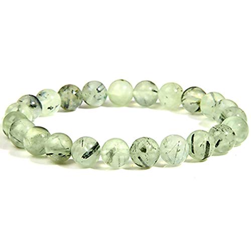 Natural Round Beads Prehnite Crystal Stone 8mm| Handmade Semi-Precious Gemstone Stretch Bracelet for Men & Women (Pack of 1)