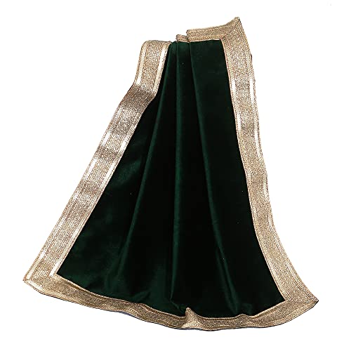 Indian Consigners Green Velvet Cloth with Golden Shinny Border, Namaaz, Muslim Cloth, Aasan, Alter, Altar, Tarot Table Cloth Holy Square Tablecloth