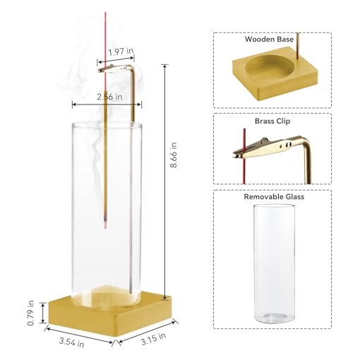1 Pack Incense Holder for Sticks, Insence-Stick Holder Ash Catcher with Removable Glass [Anti-Ash Flying], Mess-Free Incense Burner Holder, Perfect for Meditation Yoga Relaxation,Home Decor(Gold Base) - size: Upside Down Gold