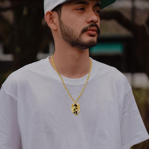 INFUSEU Unique Dragon Necklaces with Healing Crystal Stone for Men Women, Personalized Spiritual Gifts, 24 Inch Chain - color: Gold-Obsidian