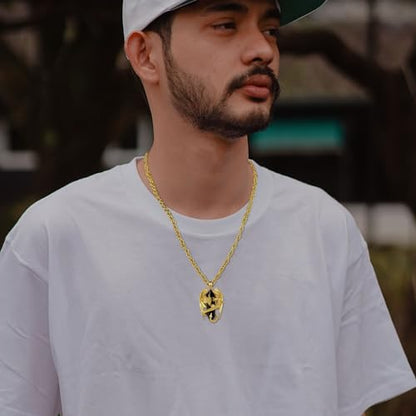INFUSEU Unique Dragon Necklaces with Healing Crystal Stone for Men Women, Personalized Spiritual Gifts, 24 Inch Chain - color: Gold-Obsidian
