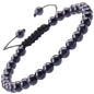 MASSIVE BEADS Natural Healing Power Gemstone Crystal Beads Unisex Adjustable Macrame Bracelets - color: Blue Sand, size: 6mm