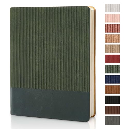 Lined Journal Notebook for Work College Ruled Note Book 7.2"x9.6" B5 PU Leather Daily Journaling 160 Pages for Women Men Writing Home School Supplies Business (Dark Green) - color: 03-Dark Green-1pack, style: B5 Lined 160pages