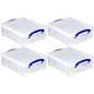 Really Useful Box 4 Pack Storage Bins, Clear Plastic Stackable Organizing Totes, 8.1 Liter - size: 4 Pack