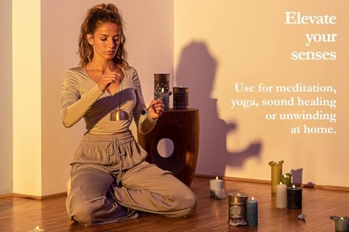 Bronze Singing Bowl with Felt Ring and Cover, Cosmos Series — MADE IN INDIA — For Meditation, Yoga and Sound Healing Therapy, 2-YEAR WARRANTY - size: 3.5", style: Single