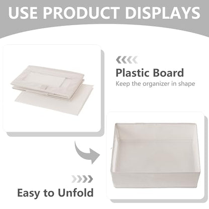 4 Pack linen storage box, with transparent window - foldable clothing storage box, suitable for organizing wardrobes, toys, books | home storage container (4)