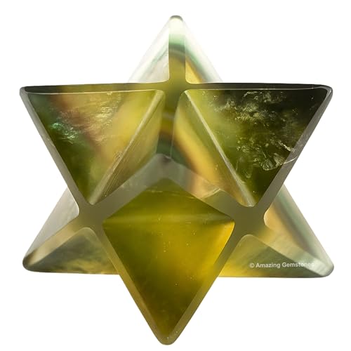 Amazing Gemstone Fluorite Merkaba Crystal - 0.75 Inches Metaphysical Merkaba Star for Meditation - Energetic Tetrahedron Crystal and Healing Stones for Spiritual Growth and Healing (15-20mm) - color: Fluorite, size: 15-20 mm