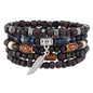 MILAKOO Mens Beaded Bracelets Tribal Wooden Elastic Adjustable Prayer Beads Wrap Cuff for Women - color: C: 5pcs