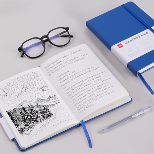 deli A5 Lined Journal Notebook, 160 Pages Hardcover Writing Notebook, 5.5"x8.2" College Ruled Notebook for Office, School, Work Notes (Blue) - color: blue