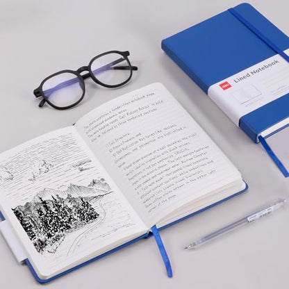 deli A5 Lined Journal Notebook, 160 Pages Hardcover Writing Notebook, 5.5"x8.2" College Ruled Notebook for Office, School, Work Notes (Blue) - color: blue