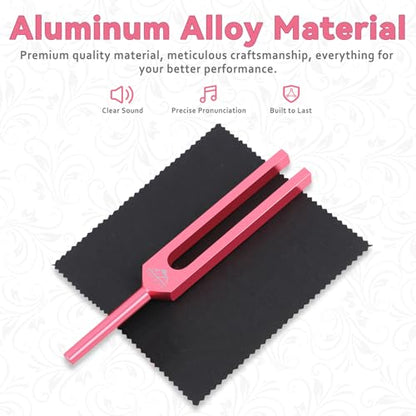 EASTROCK 528 Hz Tuning Fork Sound Therapy Instruments Meditation and Relaxation Instrumtnes with Silicone Hammer and Soft Bag (528 HZ-PINK) - size: 528HZ-PINK